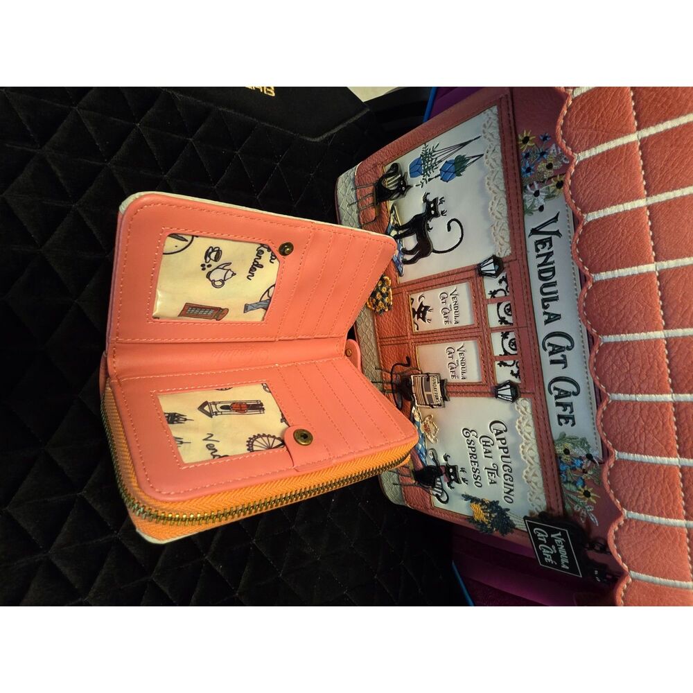 Vendula London Cat Cafe Grab Bag Matching Wallet - Retired (Damaged Handles) - Picture 10 of 10